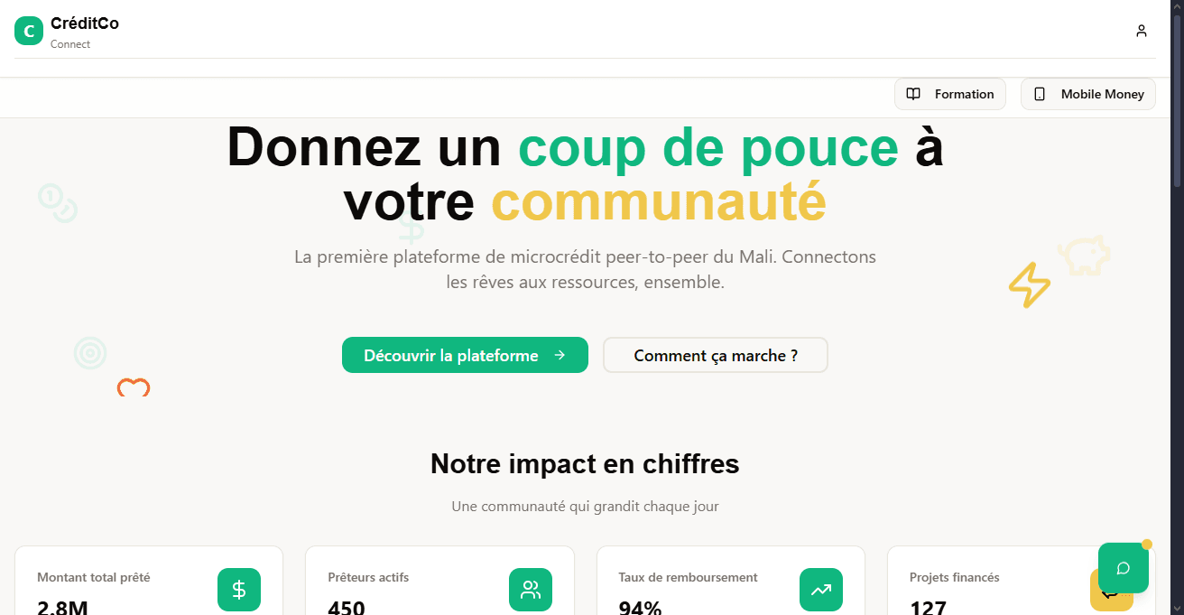 Micro Sebenw crowdfunding platform desktop experience